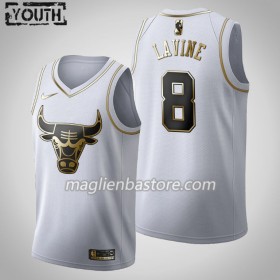 Maglia NBA Chicago Bulls Zach LaVine 8 Nike 2019-20 Bianco Golden Edition Swingman - Bambino